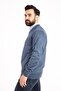 Men's Indigo V-Neck Knitted Sweater - 3