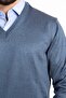 Men's Indigo V-Neck Knitted Sweater - 4