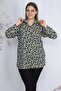Women's Large Size Green Patterned Classic Blouse 65n23606 - 2