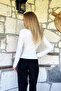 Women's White V-Neck Front Gather Detailed Sandy Blouse Alc-X11009 - 4