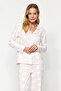 Pudra %100 Pamuklu Kalpli Gömlek-Pantolon Örme Pijama Takımı THMAW24PT00253