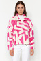 Fuchsia Thick Fleece Patterned Zip-Up Mock Neck Long Sleeve Knit Sweatshirt TWOAW24SW00045 - 2