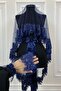 Navy Blue Vip Bridal Veil Set, Daisy Guipure Beaded Sequin Pearls Henna Veil Set 6 Piece - 3