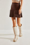 Women's Brown Pleated Leather Skirt 40981017 - 5
