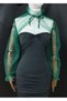 Amy evening dresses tulle shawl neck collar emerald - 3
