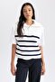 Relax Fit Striped Zippered Stand Collar Sweater A9182ax23wn - 3