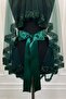 Emerald Green Orchid Bridal Veil Set, Henna Veil Set with Water Stone 6 Pieces - 3