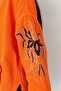 Women's Orange Drop Shoulder Pocket Sleeves and Back Embroidery Sequined Oversize Jacket - 2