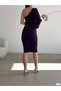 Flexible Purple Fabric Single Sleeve Low-cut Evening Dress Mini Dress Emr-581880 Tkn-636 115 - 4