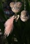 Silver Twin Panda & Silver Letter & Rose Feather & Rearview Ornament