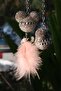 Silver Twin Panda & Silver Letter & Rose Feather & Rearview Ornament - 3