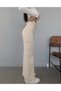 Women Beige High Waist Wide Leg Cargo Jeans Pants - 2