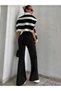 Women's Black Corded Fabric High-Waist Leggings (S) - 5