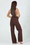 High Waist Brown Cargo Pocket Jeans 100% Cotton - 5