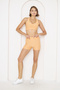Women's Cross Strap Detail Sport Cropped and Shorts Two-Piece Set, Orange 1252 - 7