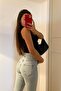 Monera 90's Women's High Waist Light Blue Lycra Front Slit Jeans Jeans (Full Mold) - 2
