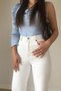 Monera Rose 90's Women's White Wide Leg Palazzo High Waist Pants - 4