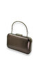 Anthracite Gray Platinum Plated Satin Handle Evening Bag Evening Bag Wedding Bag Clutch Bag - 2