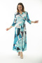 Women's Plus Size Turquoise Wrap Collar Capri Sleeve Dress 65N37077 - 3