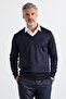 Men's Standard Fit Normal Cut V-Neck Knitwear Sweater - 3