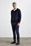 Men's Standard Fit Normal Cut V-Neck Knitwear Sweater - 5