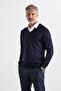 Men's Standard Fit Normal Cut V-Neck Knitwear Sweater