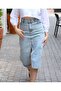 Washing Midi Length Front Slit Skirt Jeans