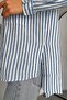 Women's Blue Folding Cufflinks, Slits, Single Pocket, Striped 75% Cotton 25% Linen Shirt - 3