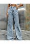 Caar 90's Snow Wash Blue Stretch Fabric Super High-Waist Relaxed Jeans Palazzo Pants