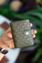 Beijing Genuine Leather Unisex Khaki Green Card Holder Wallet with Plenty of Card Holders and External Placket