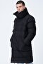 Men's Inflatable Oversize Long Water and Windproof Waterproof Coat Black - 2
