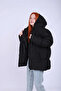 Women's Black Hooded Oversize Puffer Coat - 2