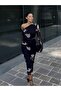 One Shoulder Colorful Dress Black