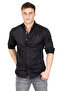 Men's Black Snap Button Knitted Fabric Shirt 2300413 - 5