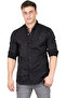 Men's Black Snap Button Knitted Fabric Shirt 2300413 - 4