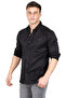 Men's Black Snap Button Knitted Fabric Shirt 2300413