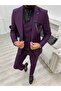 Men's Suit Swallow Collar Italian Cut Slim Fit Jacket Vest Trousers-Purple