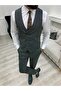 Men's Suit Swallow Collar Italian Cut Slim Fit Jacket Vest Trousers-Green - 4