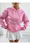 Women's Pink Love Yourself Printed Oversize Hooded Sweatshirt - 3