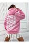 Women's Pink Love Yourself Printed Oversize Hooded Sweatshirt - 2