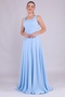 Atlas Fabric Square Collar Thick Strap Maxi Baby Blue Evening Dress 413 - 6