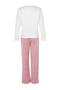 White Striped Fleece Winter Knitted Pajamas Set Thmaw24Pt00031 - 9