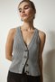 Women's Gray Halter Neck Buttoned Knitwear Vest FN03118 - 2