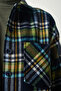Women's Navy Blue Green Patterned Oversize Stamp Woodcutter Shirt TU00034 - 4