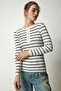 Women's Ecru Stylish Buttoned Ribbed Knitwear Sweater DD01266 - 4