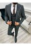 Men's Suit Swallow Collar Italian Cut Slim Fit Jacket Vest Trousers-Green - 3
