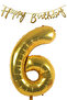 Happy Birthday Written Pennant and 6 Numbers Foil Balloon