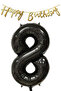 Happy Birthday Written Pennant and 8 Numbers Foil Balloon