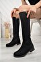 WOMEN'S BLACK DIVER FABRIC BOOTS - 3