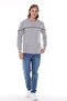 Long Sleeve T-Shirt Combed Cotton Polo Collar 100% Cotton Gray Melange Men - 5